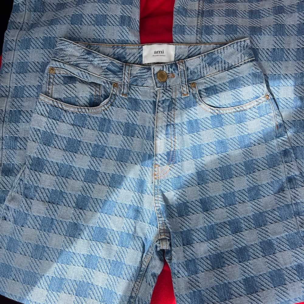 Ami Alexandre Mattiussi Blue Checkered Denim jeans size 26